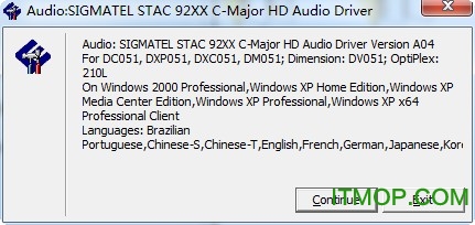 sigmatel audio high definition codec driver xp