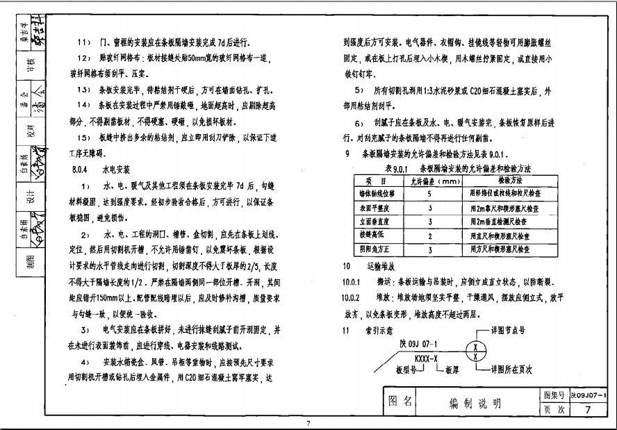 陕09j07-1轻质空心条板隔墙图集