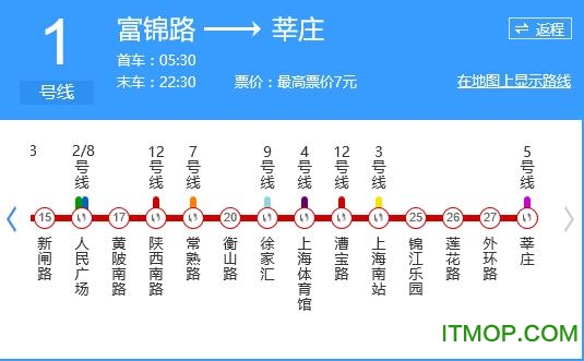 上海地鐵線路圖1號線2017最新