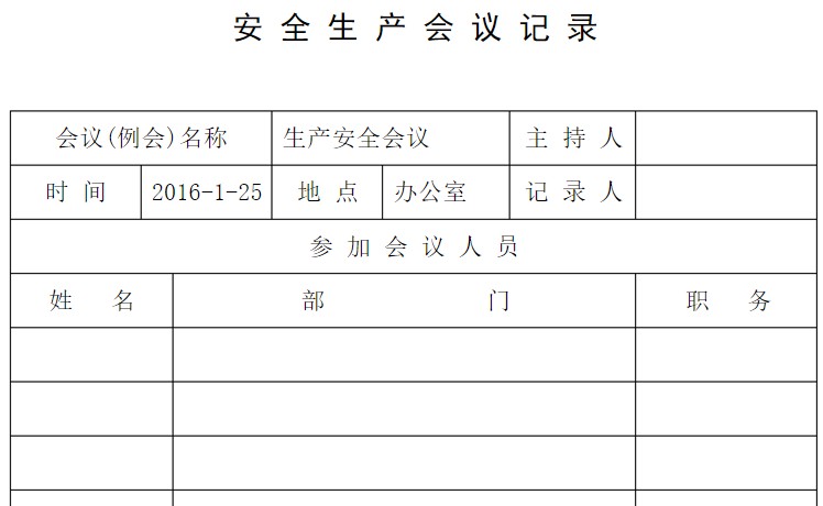 安全生产会议记录模板 安全生产会议记录模板