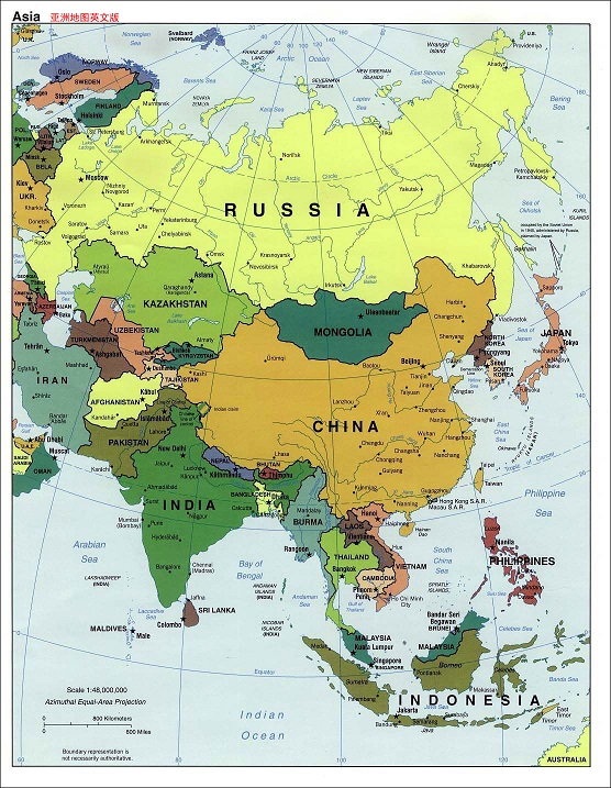 亚洲地图英文版 亚洲地图英文版