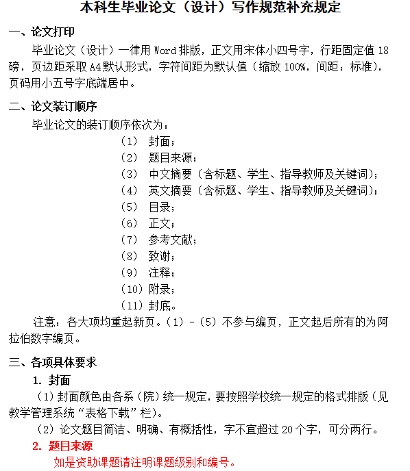 毕业论文写作规范模板