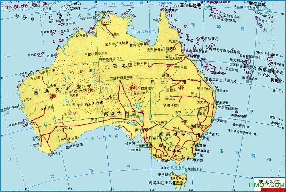 澳大利亚地图中文版