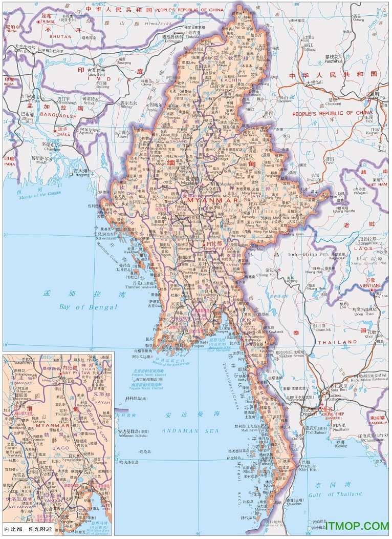 高清缅甸木姐地图图片