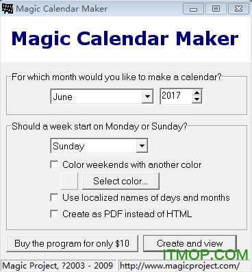 (Magic Calendar Makerer)