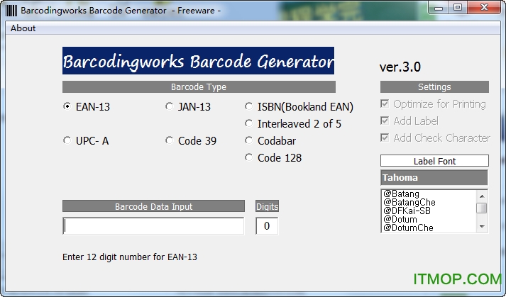 Barcodingworks Barcode Generator() v3.0 ɫ0