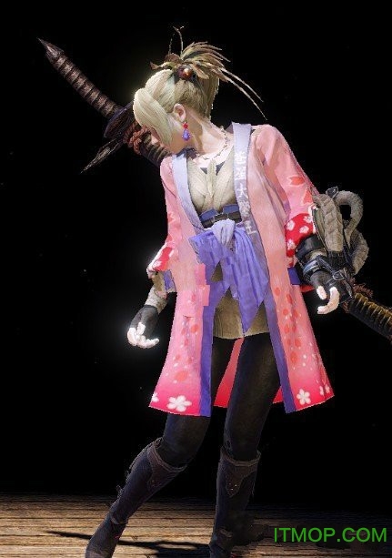 怪物猎人世界樱花武士服mod为玩家自创,粉色调和樱花和服