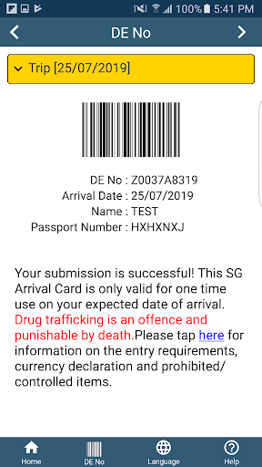 SG Arrival Card