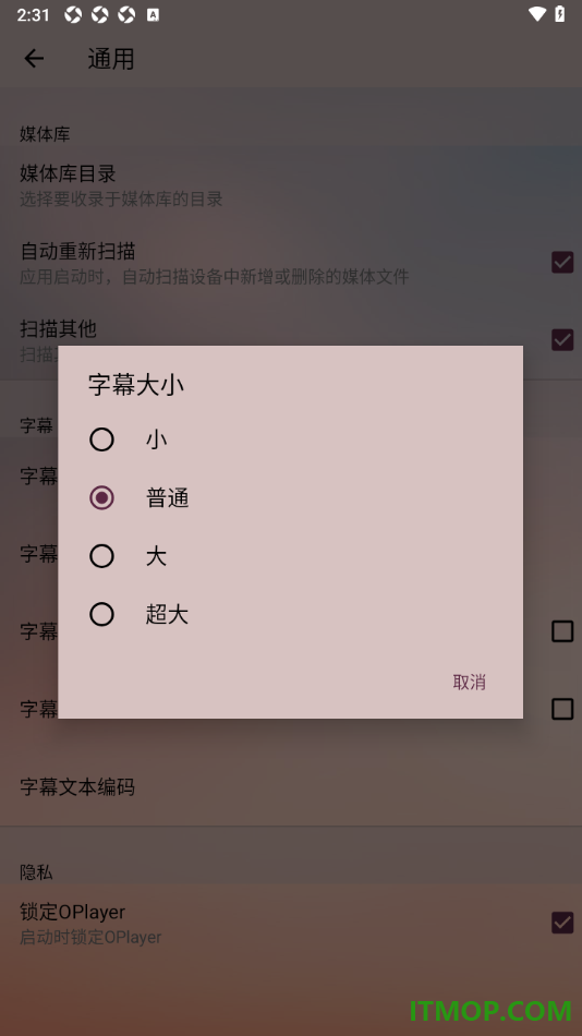 播放器OPlayer手机版设置将字幕调大显示的方法