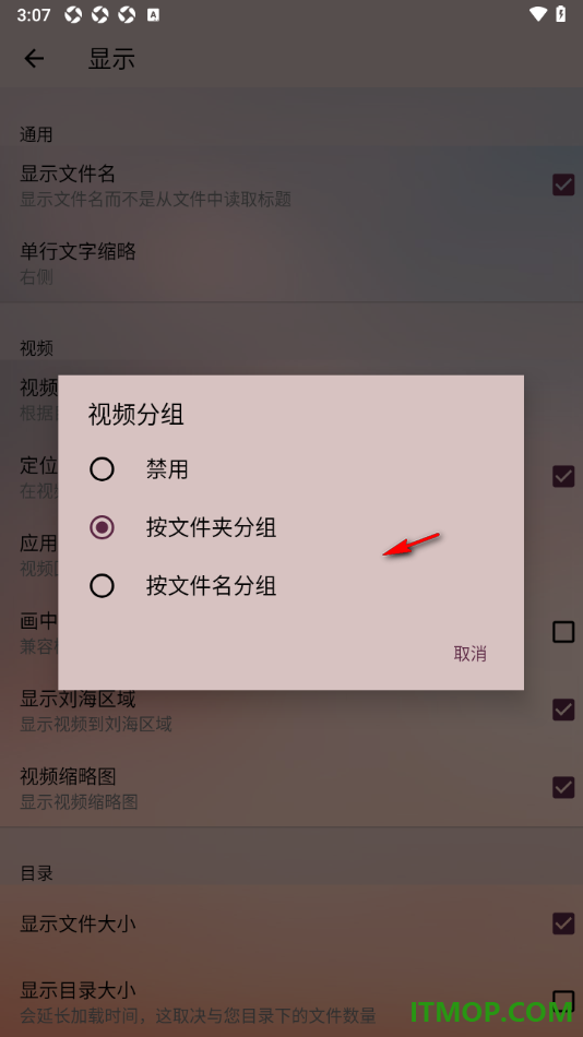 播放器OPlayer手机版设置按文件名分组的方法