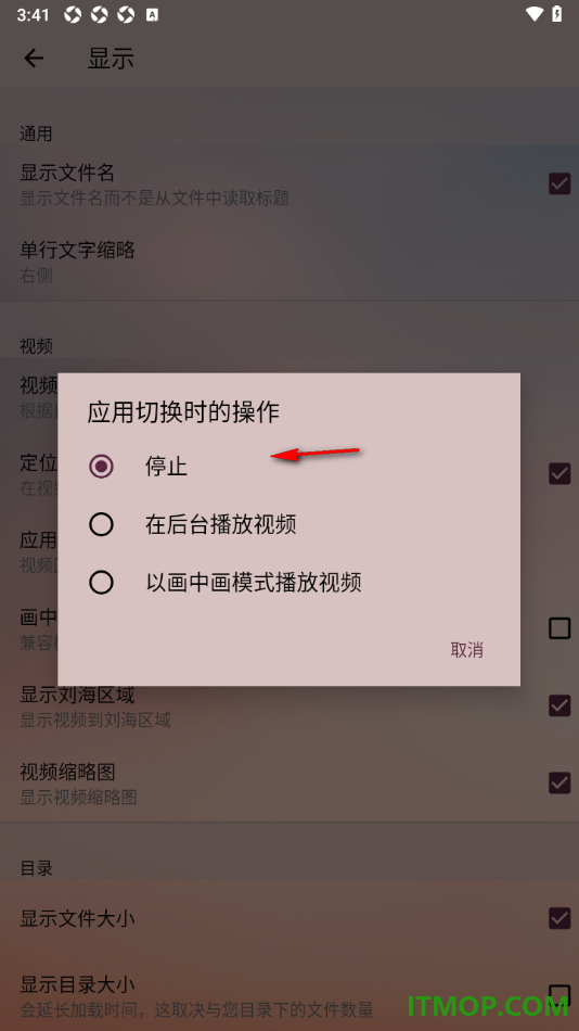 播放器OPlayer手机版设置切换应用时停止播放的方法
