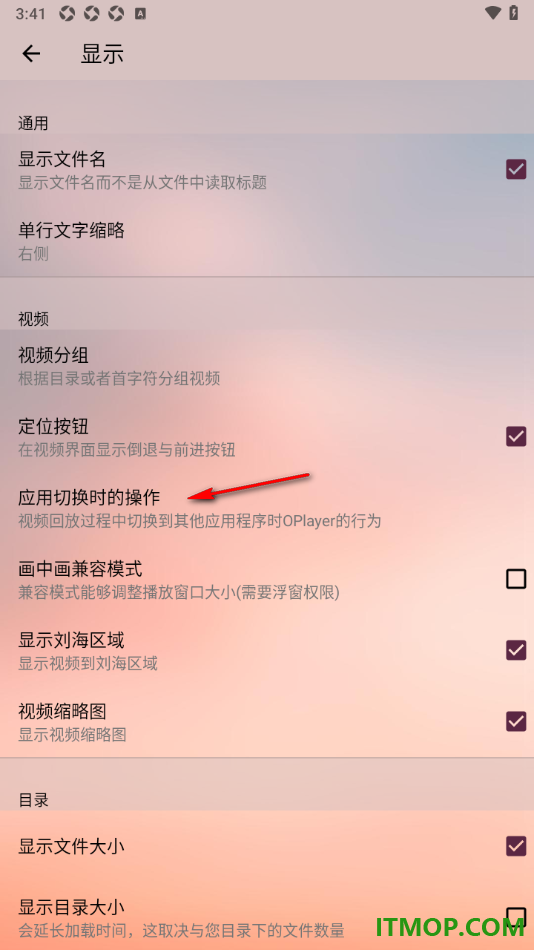 播放器OPlayer手机版设置切换应用时停止播放的方法
