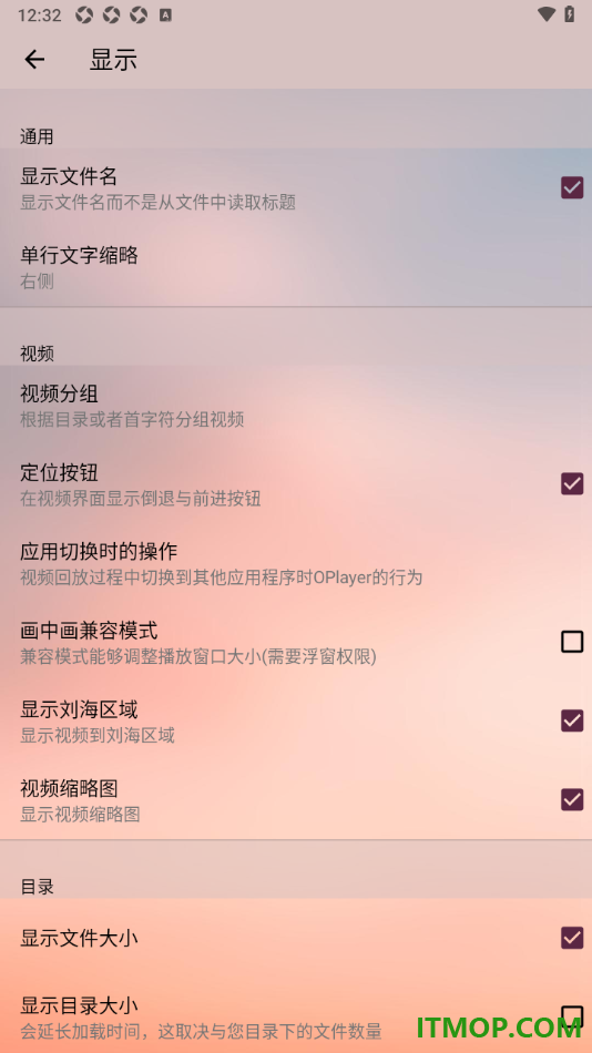 播放器OPlayer手机版设置显示文件大小的方法