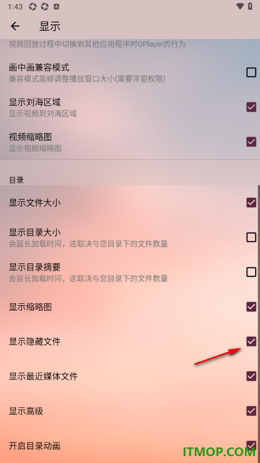 播放器OPlayer手机版设置显示隐藏文件的方法