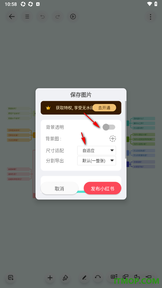 寻简思维导图手机版将思维导图发布到小红书的方法