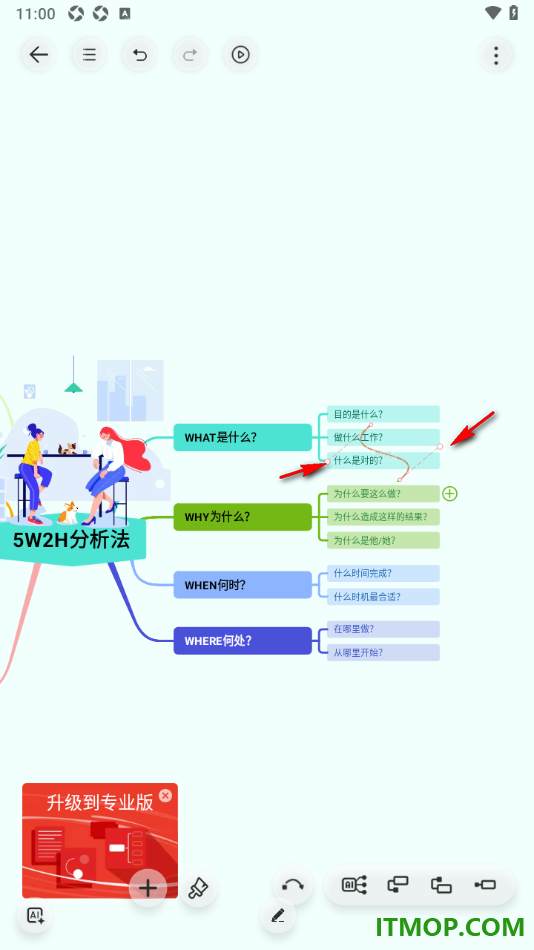 寻简思维导图手机版设置将两个主题框连接在一起汇总的方法