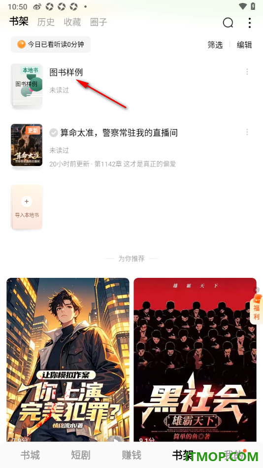 番茄免费小说手机版设置从本机导入图书的方法
