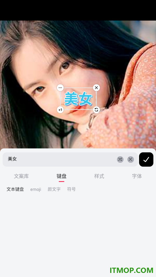 美图秀秀手机版设置在图片上添加花字的方法