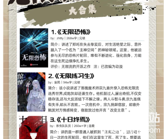 无限流小说合集72本：高口碑推荐+完结作品下载 1