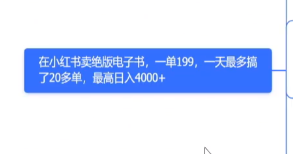 小红书副业暴利项目：绝版电子书日入4000+实操指南，单日成交超20单